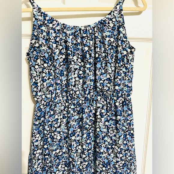 Elle Blue Floral Fit & Flare Maxi Dress Size Large Sundress Boho - Picture 6 of 9